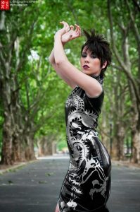 Latex China Dress, Latex Dragon Dress, Latex Kimono